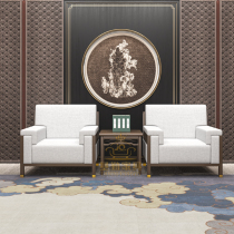 New Chinese reception VIP room sofa office guest business in business talks Buyi single solid wood tea table combination