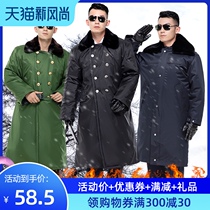 Military cotton coat Mens winter thickened security long section yellow labor protection work cotton clothing cold cotton coat Camouflage large quilted jacket