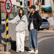 Purify the eyeball Spring and Autumn Winter retro tide brand mens and womens sweaters cardigan hooded loose Youth plus velvet jacket men