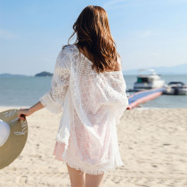 Short tassel embroidered beach coat bikini swimsuit outside Cardigan women Summer Sweet wind anti-shirt hot spring