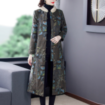 Xiangyun yarn long cotton-padded women long knee 2021 Winter new cotton-padded Chinese cotton jacket mother cotton coat