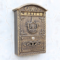 European style retro creative home decoration Wrought iron bronze mailbox Wall-mounted noble logo letter box mailbox mailbox