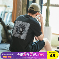 唐狮2021夏季新款短袖T恤男纯棉圆领后背印花潮酷上衣学生打底衫