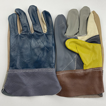 Cowhide welding gloves short leather colorful all leather welding gloves wear-resistant heat insulation gloves protective gloves