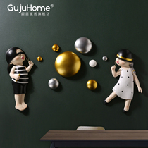 Nordic light luxury childrens room wall decoration Cartoon creative net celebrity room layout background wall TV wall pendant