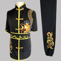 New Martial Arts Suit Embroidered Dragon Practice Suit Men's and Women's True Silk Performance Competition Suit Children's Long Boxing South Boxing Suit