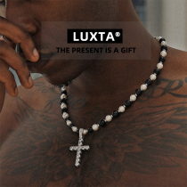 LUXTA original pearl tiger eye stone cross gold-plated necklace retro European and American men and women hip hop trend hiphop