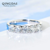 18K gold real diamond ring One carat five drills to quit natural broken drill ring 20 for a large row and drill ring female temperament