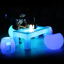 Outdoor clear bar bar long table Furniture deck KTV club box Tempered glass LED coffee table luminous table table