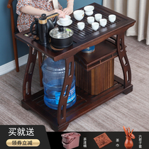 Tea cart Solid wood mobile tea table with wheels Household small tea table One-piece tea tray Tea cart Simple modern tea set