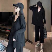 Pregnant women autumn suit Fashion Net red out spring and autumn sweater jacket long sleeve cardigan loose pregnant women sweater