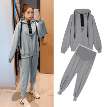 Pregnant women autumn set fashion 2021 Autumn New loose leisure Net red tide mother out sports two-piece set