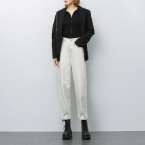 JOLIMENT white high waist Harlem pants jeans Women 2020 New straight loose slim radish daddy pants