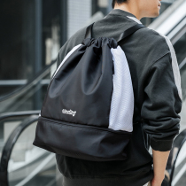 Tide brand backpack mens drawstring sports training bag light Joker pocket fashion simple student backpack mens bag