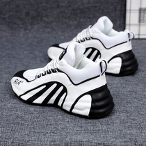 Daddy shoes mens 2021 autumn new leather deodorant Net red increase trend bag bottom leather casual white shoes