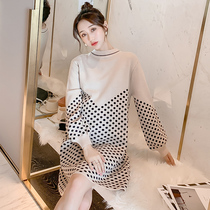 Pregnant women autumn and winter clothing set fashion new sweater long knitted dress Net red loose spring coat women