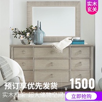 American country retro solid wood entrance cabinet Nordic log craft living room foyer locker Dining side cabinet bucket cabinet