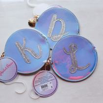 Foreign trade European and American letters coin wallet laser light blue girl small bag childrens bag round