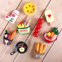 Refrigerator stickers 3d three-dimensional creative magnetic stickers Simulation personality food egg bread West red cake Message stickers Iron-absorbing stone