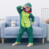 Dinosaur one-piece pajamas childrens thin cotton long sleeves spring and autumn cute animal cartoon boy summer clothes woman