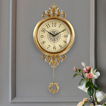 European pure copper wall clock Living room modern simple light luxury watch household fashion Nordic creative personality swing clock
