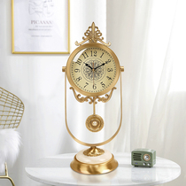 European pure brass clock modern simple porch living room bedroom home decoration creative table clock Villa ornaments