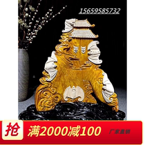Golden Silk Nanmu Wood Carving Small Leaf Zhen Nang Five Fu Parting Door Swing Piece Uwood Animal Handicraft Figure Sinyin Wood Root Carving