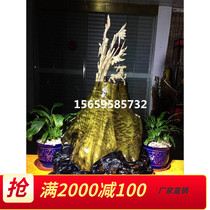 Gloomy Golden nuns solid wood cliff crafts root carving wood carving ornaments all the way up golden flowers and birds