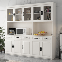 All solid wood sideboard modern simple solid wood sideboard integrated wall high cabinet wine cabinet white Italian minimalist