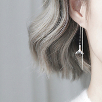 S925 pure silver earline female temperament mermaid tail pendant ear nail dreamlike flow suchpin Earl chain earrings