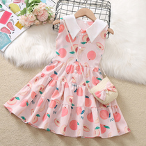 Girls dress for dress and summer clothes 2022 new net red Ocean Crushed Flowers Vest Dress Children Summer Snowspun Princess Dresses