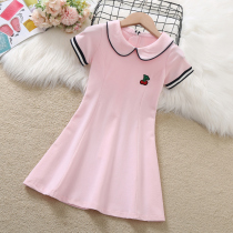 Girl dress summer 2021 new foreign style college style cotton summer short sleeve little girl childrens dress