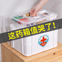 Family medicine box Household medical first aid box Large capacity multi-layer small size student dormitory medicine storage box