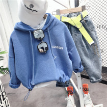 2021 autumn new childrens clothing boys long-sleeved sweater spring and autumn childrens hooded sweater small and medium children tide foreign style