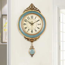 Light luxury ceramic living room wall clock mute clock American decorative wall hanging clock European atmosphere home creative hanging watch