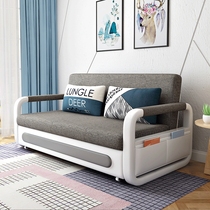 Sofa bed small apartment multi-function fabric foldable bed double single simple living room modern rice storage dual use