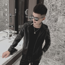 2020 new soft leather jacket male Korean version trend handsome hooded clothes motorcycle PU leather jacket spirit boy jacket