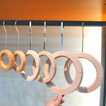 Wooden ring round adhesive hook clothing store jeans S hook-up towel rack bag towel with hook large ring hanger