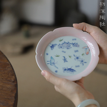 Chu Mo Shan Nan mud good thing hand-painted blue and white tulip pot bearing dry bubble tea plate ceramic pot plate