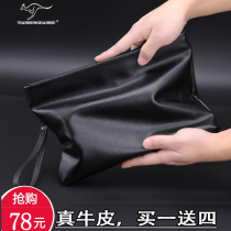 Sky kangkangaroo genuine leather envelope bungalow with mens handbags Bull Leather Soft Leather Wallet bag Large capacity Korean version Tide Hand Grip