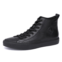 2021 autumn and Winter European station mens shoes fashion leather shoes high top casual shoes Tide shoes warm boots first layer cowhide