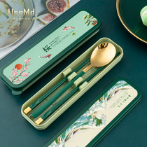 Usemd portable chopsticks spoon set childrens tableware single pack travel outdoor work Student storage box
