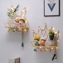 Free to punch in door opening key hook Hyon closing door rear umbrella clothing Decorative Containing Shelf Golden Iron Art Shelf