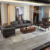 Italian Minimalist North American Black Walnuts Wood Real Leather Sofa Light Luxury Hall Furniture Nordic Log Down Sofa