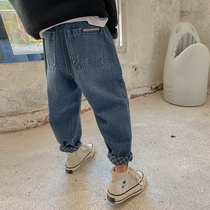 Boys pants 2021 new autumn handsome chic black trousers tide spring and autumn old pants children jeans