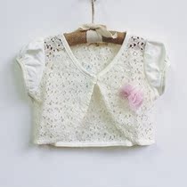 Jiaoguo pudding girl shawl summer thin childrens lace short coat female baby dress coat Joker Cape