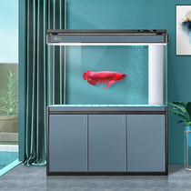 Yee fish tank living room large aquarium high end dragon fish tank bottom filter new household simple modern Ultra White