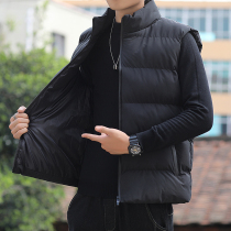 Autumn and winter mens stand collar sleeveless cotton coat vest solid color trend wild casual fashion thick mens warm coat