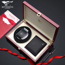 Seven Wolves Mens Wallet Belts Mens High-end Gift Boxes Suit Genuine Leather Birthday Gift Fashion Soft Leather New