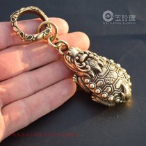 Solid brass fine tap turtle keys to hang the treasure town housebag decorated waist decoration ancient bronze carved copper piece